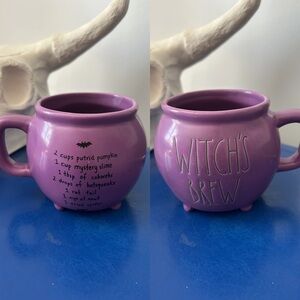 Rae Dunn Purple Cauldron Shaped Witch’s Brew Ingredients Double Sided Mug